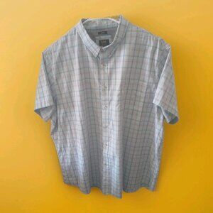 Lee Button Down Shirt Men 4XB Stretch Regular Fit Blue Red  Plaid Big & Tall